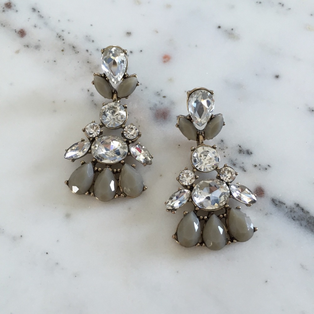 🆑 "Fallon" Earrings || Clear Crystal Statement - Picture 2 of 8